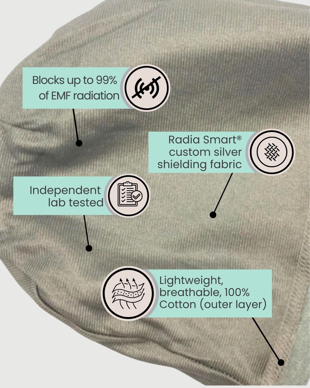 Protect your little one with the Radia Smart® Baby Hat Beanie, designed for ages 0–4 with three size options: Newborn, Baby, and Toddler. Made with silver-lined Faraday fabric, it offers EMF and RF blocking to reduce exposure to wireless radiation. Soft, breathable, and gentle on delicate skin, this beanie supports wellness and comfort for growing children. Ideal for everyday wear, it provides peace of mind with stylish, effective protection.